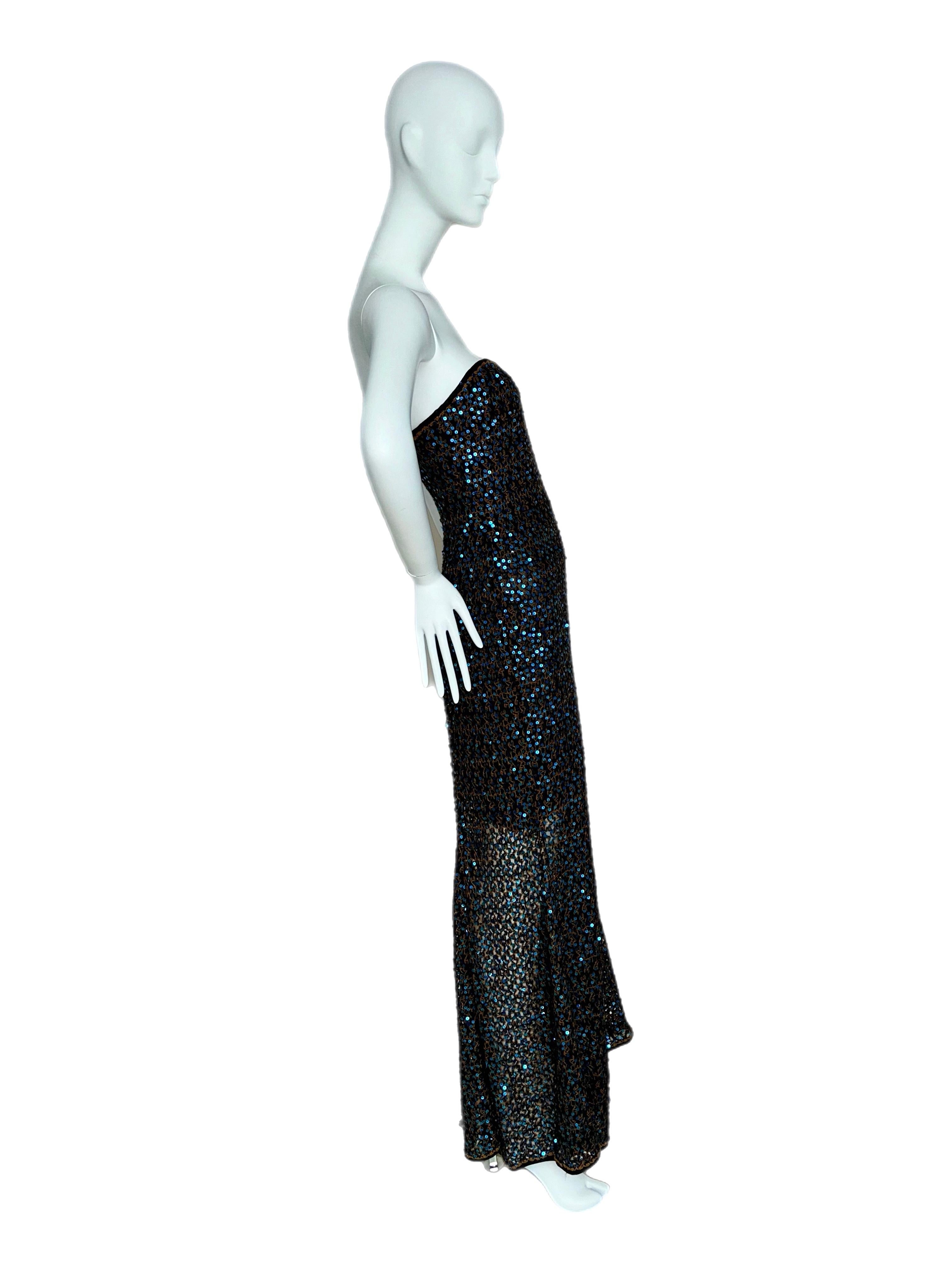 Women's MISSONI Vintage Sequin Embellished Maxi Long Bustier Dress For Sale