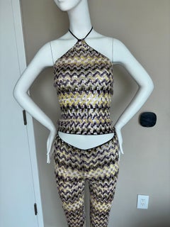 MISSONI Vintage Sequin Halter Top Pant Set