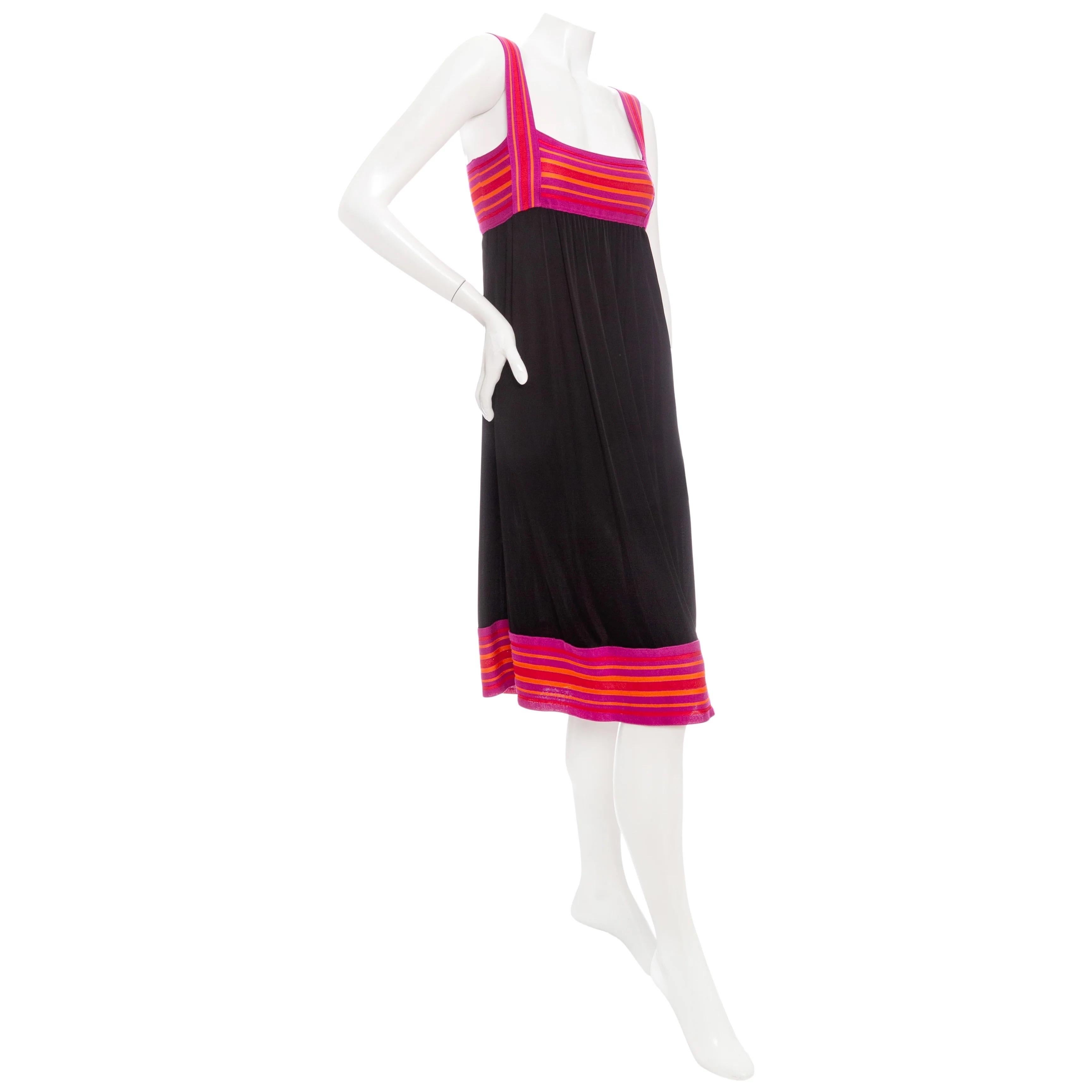 Black Missoni Vintage Viscose Sleeveless Midi Dress 1990’s For Sale