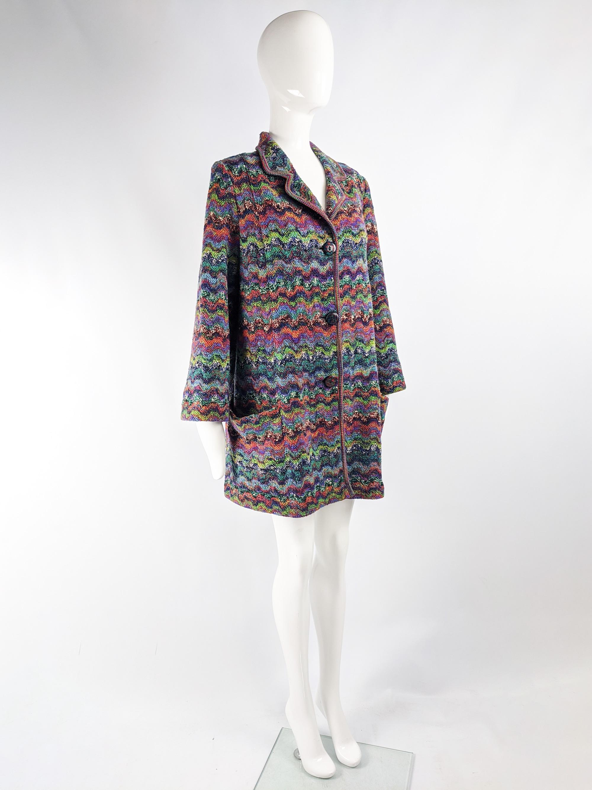 Women's Missoni Vintage Zig Zag Wool Knit Coat, 1980s For Sale
