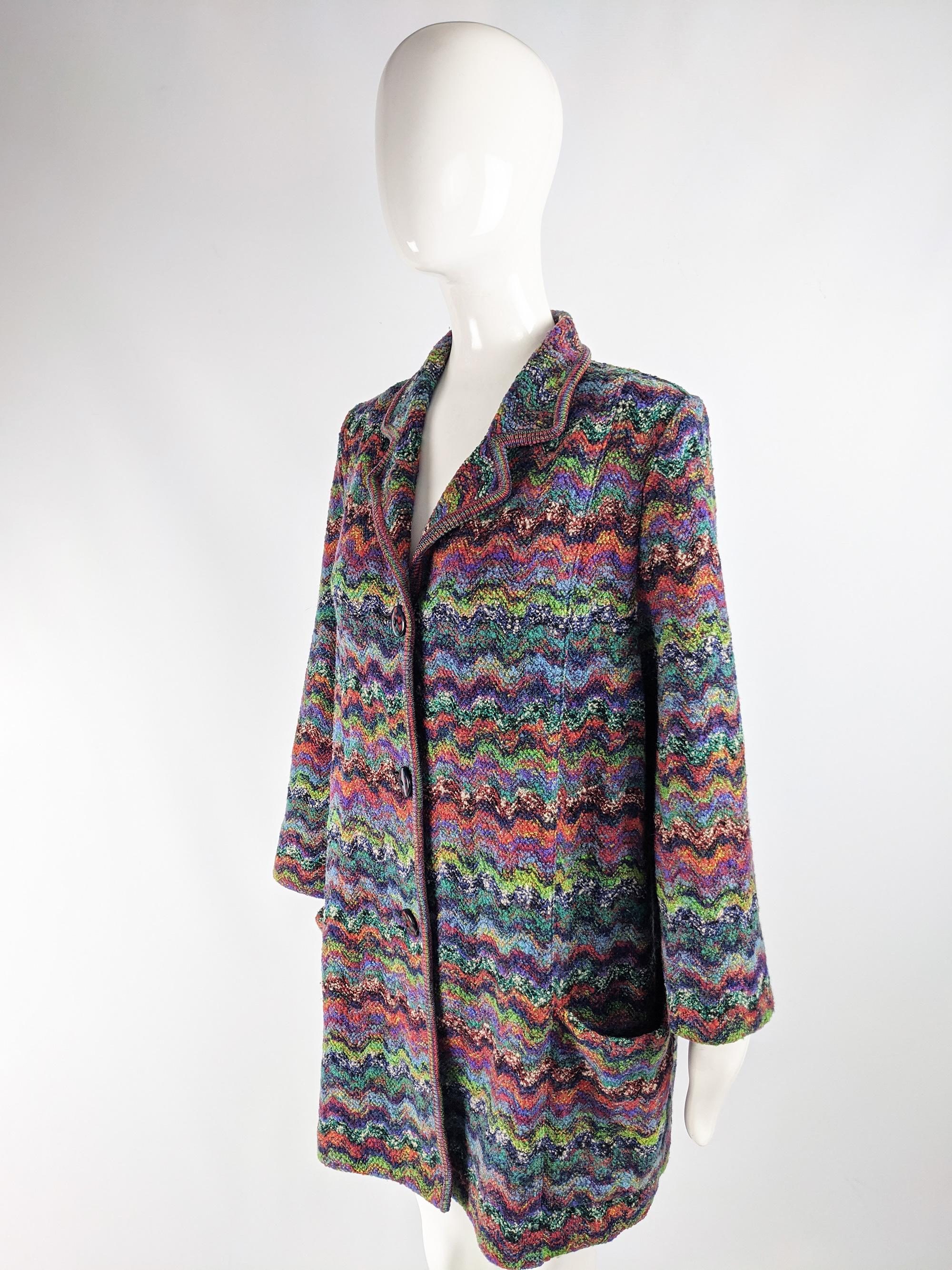 Missoni Vintage Zig Zag Wool Knit Coat, 1980s For Sale 1