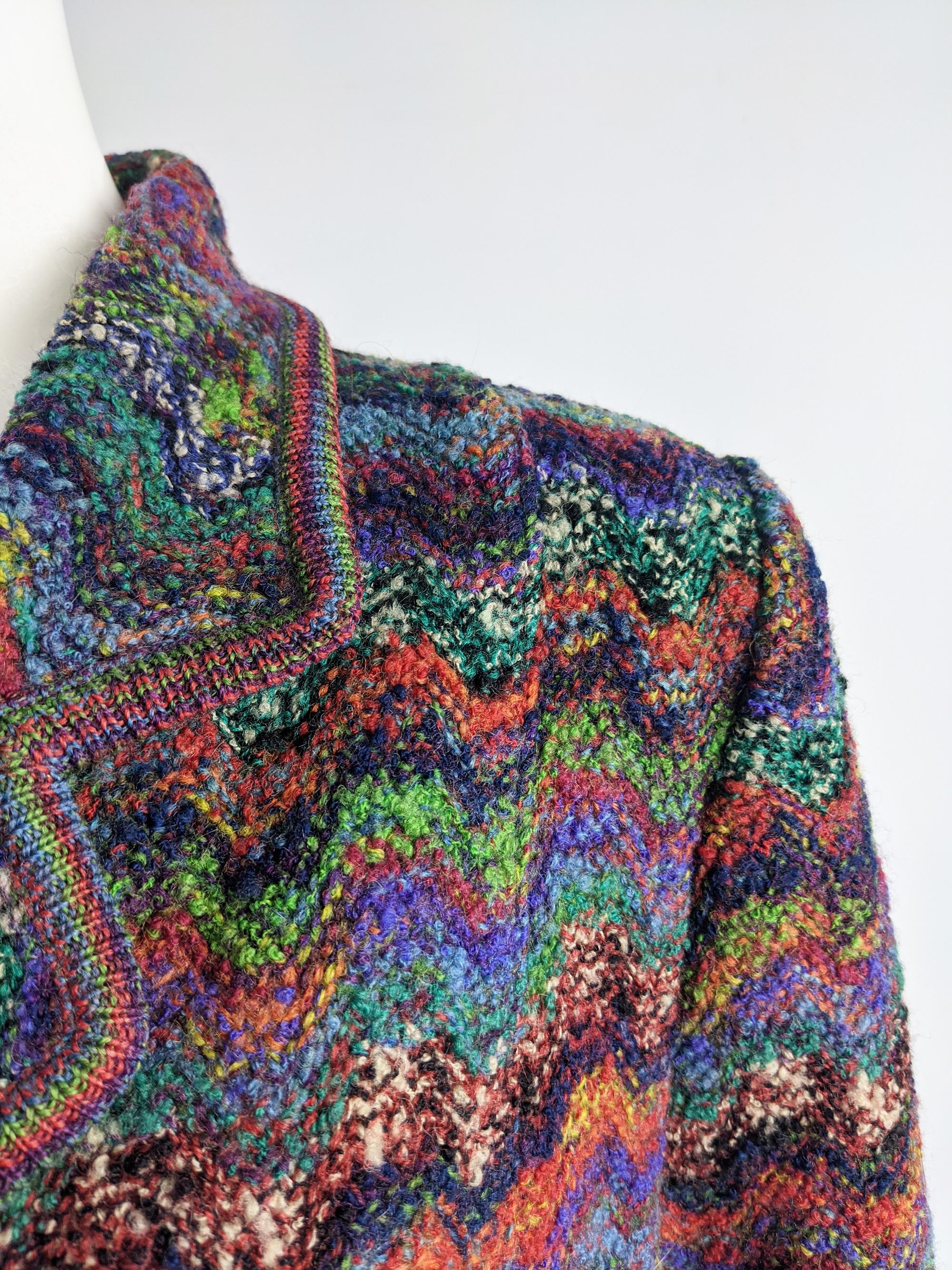 Missoni Vintage Zig Zag Wool Knit Coat, 1980s For Sale 2