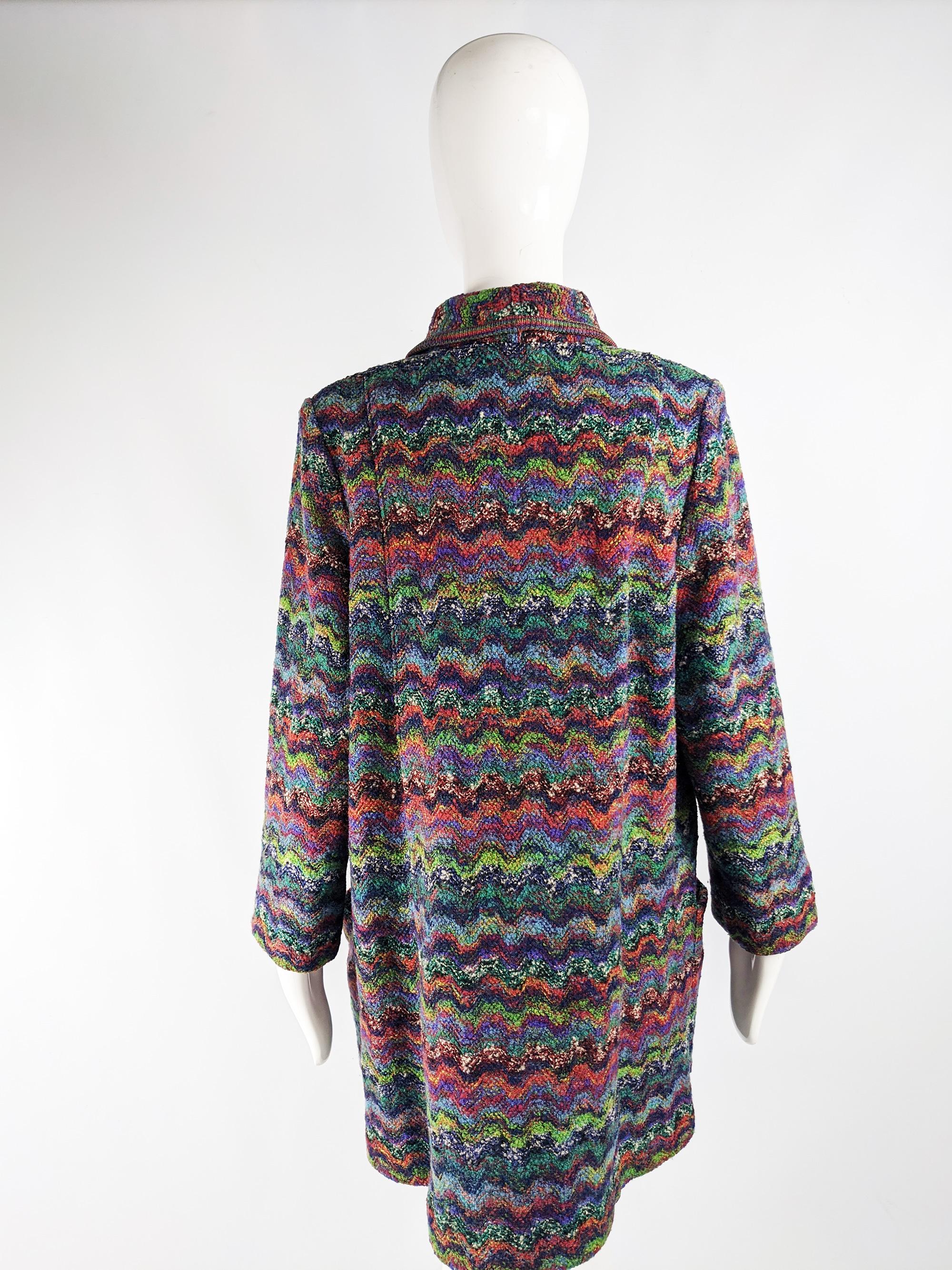 Missoni Vintage Zig Zag Wool Knit Coat, 1980s For Sale 3