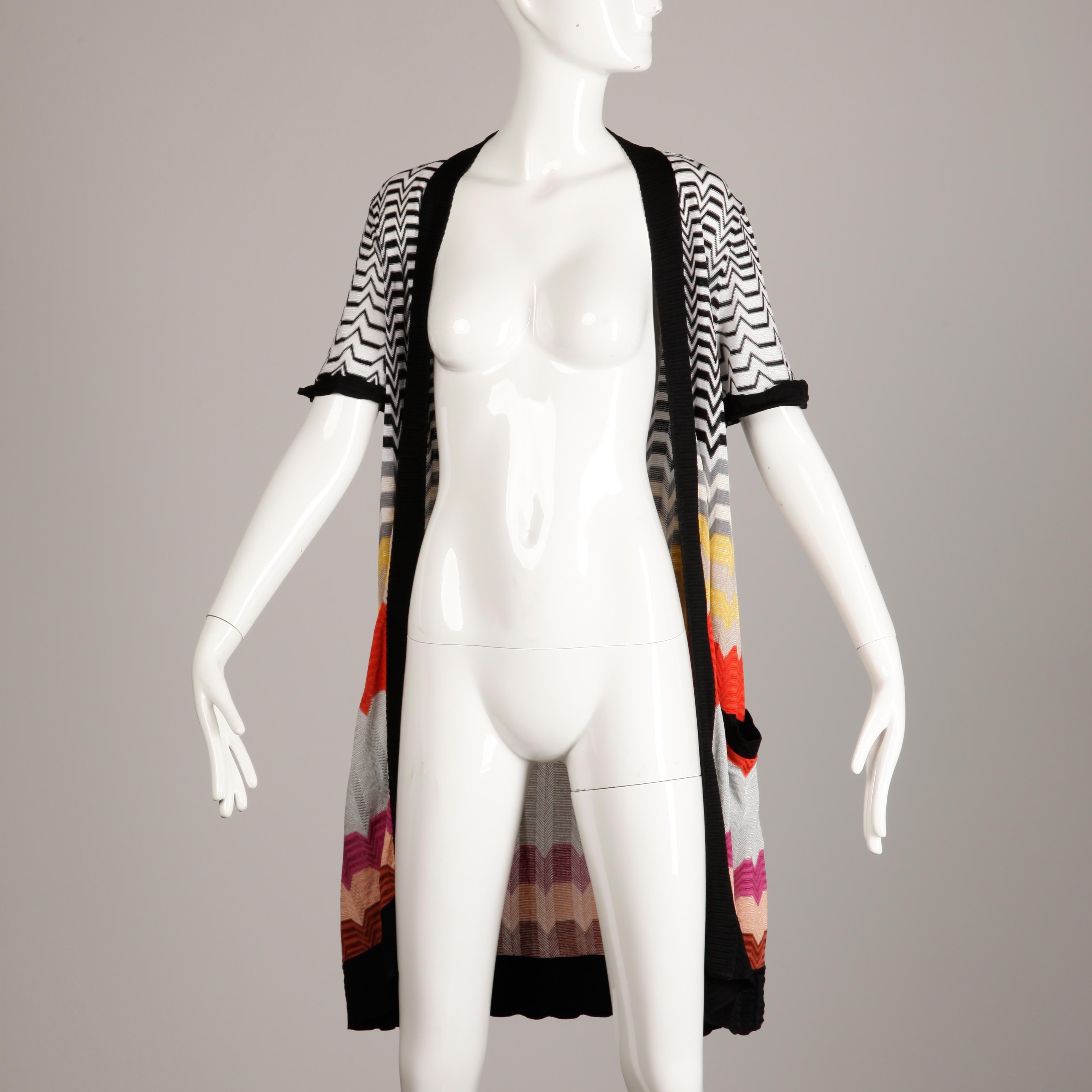 Missoni Vintage Zigzag Knit Swimsuit Coverup Cardigan Sweater 2
