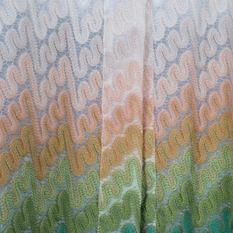 Missoni Wave Knit Multicolor Button Down Long Cardigan M 3
