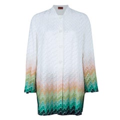 Missoni Wave Knit Multicolor Button Down Long Cardigan M