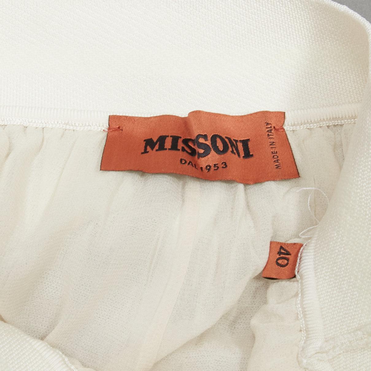 MISSONI white bias cut waistband plisse pleated wide leg flowy pants IT40 S 3