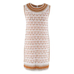 Missoni Weiß & Bronze Metallic Knit Ärmelloses Kleid - Größe US 4