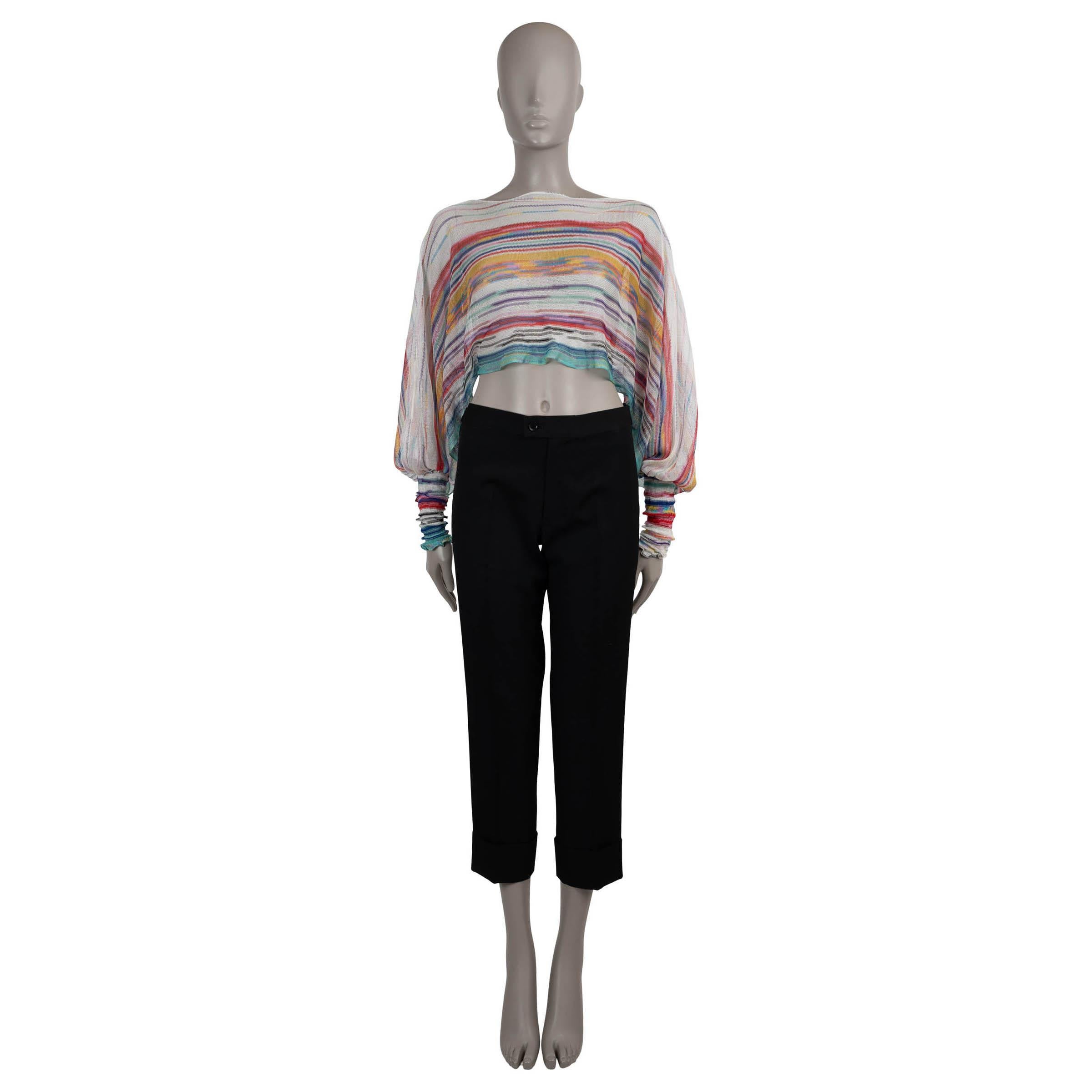 MISSONI Camicia S.S. White e multicolore in viscosa 2021 con arricciatura a righe In condizioni ottime in vendita a Zürich, CH