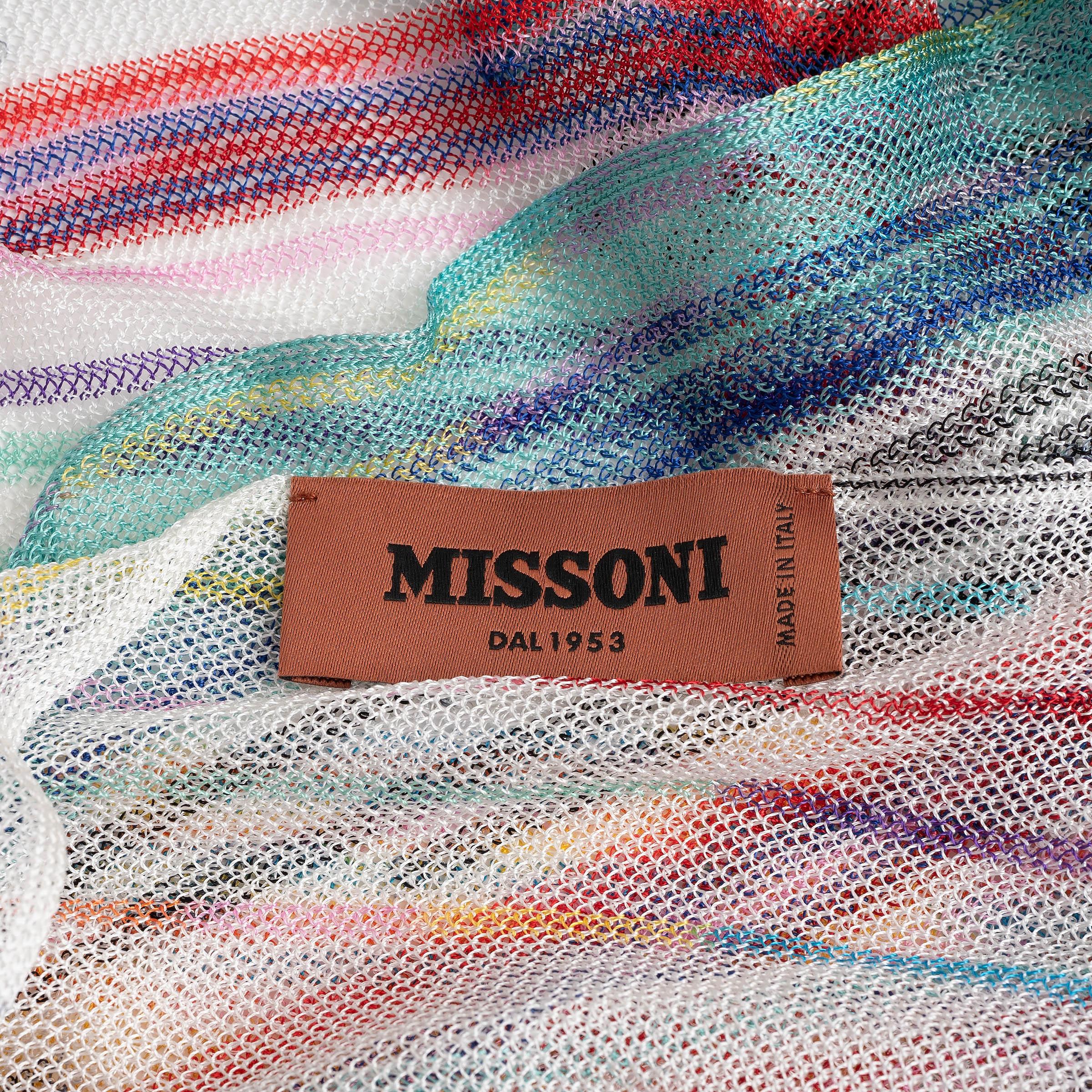 MISSONI Camicia S.S. White e multicolore in viscosa 2021 con arricciatura a righe in vendita 3