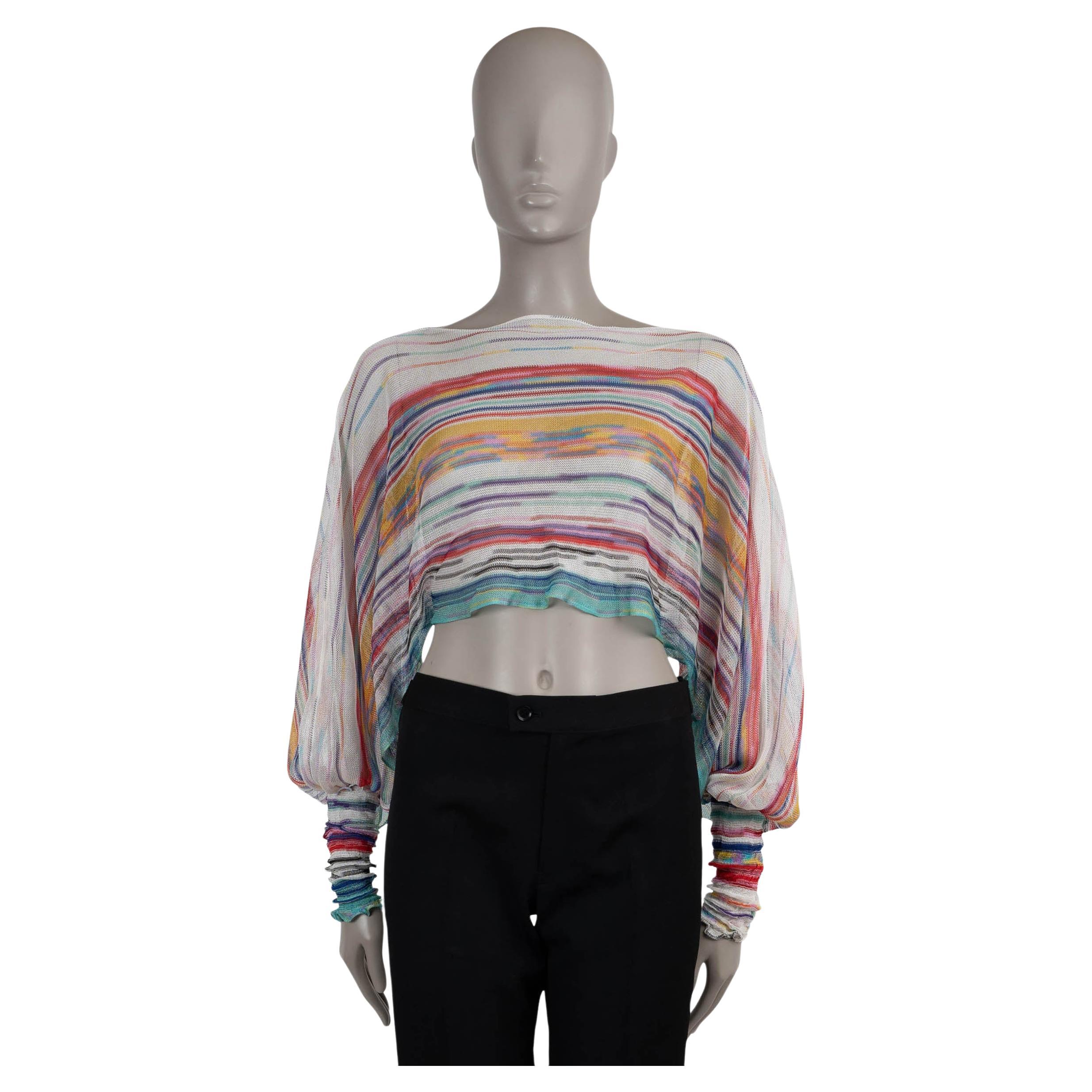 MISSONI Camicia S.S. White e multicolore in viscosa 2021 con arricciatura a righe in vendita