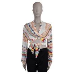 MISSONI camicia bianca e multicolore in viscosa 2023 ZIGZAG WRAP TOP 40 S. White e multicolore in viscosa 2023 ZIGZAG WRAP TOP