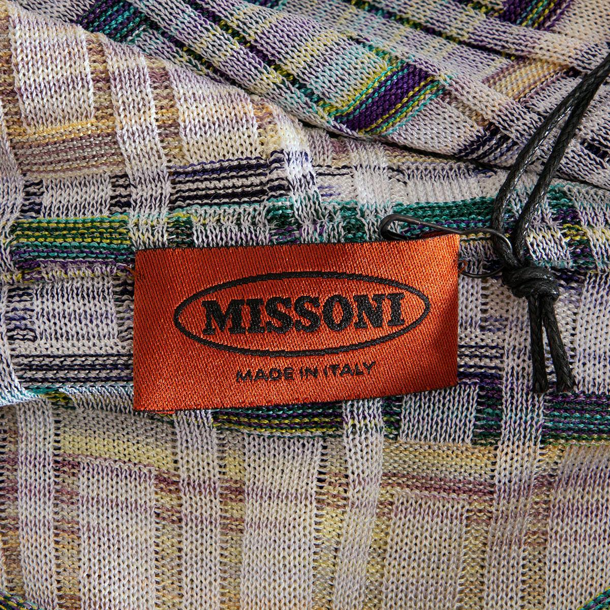 MISSONI white & multicolour viscose HOODED KNIT Coat Jacket 42 M For Sale 2