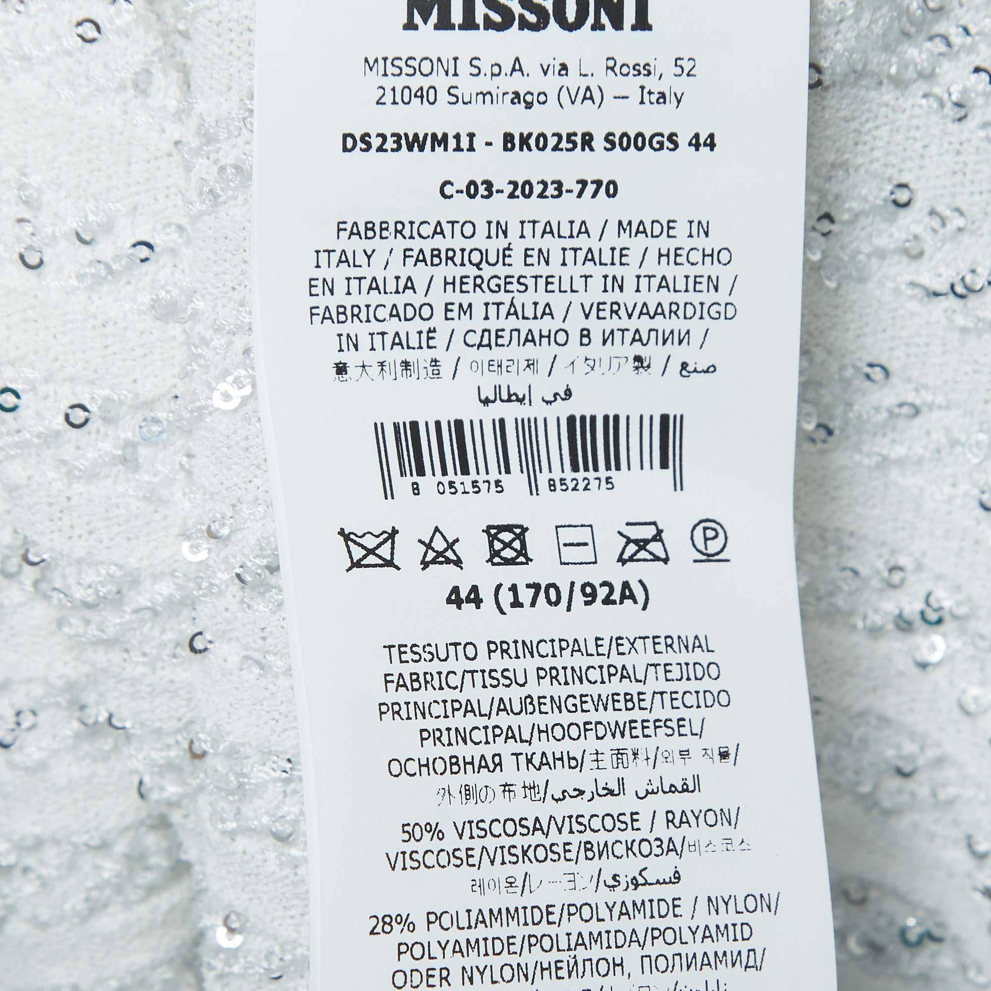 Women's Missoni White Sequined Knit Midi Dress IT 44 For Sale