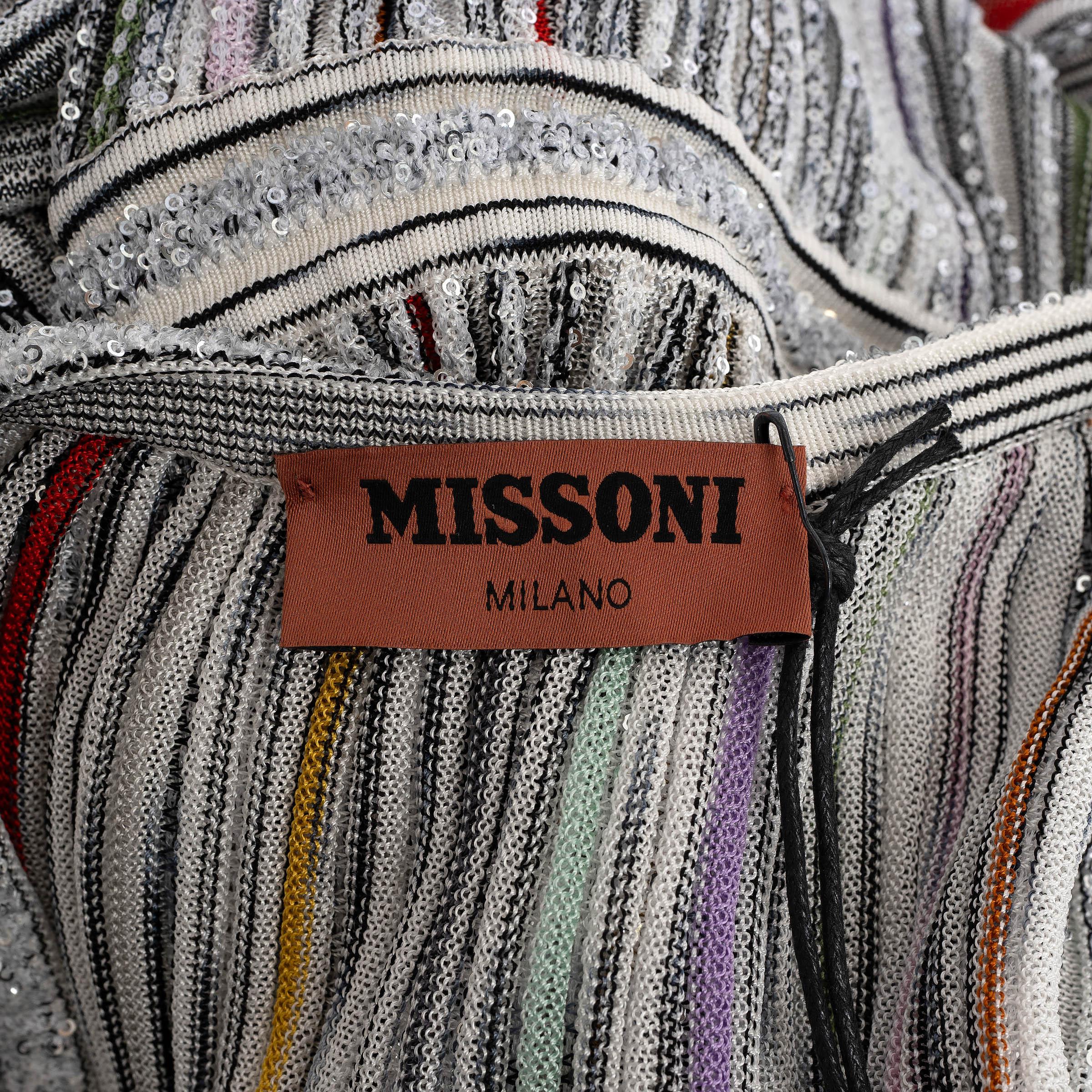 MISSONI white viscose 2022 SEQUIN EMBELLISHED KNIT MAXI Dress 38 XS For Sale 1