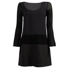 Used Missoni Women's Black Mesh Layered Houndstooth Panel Dress