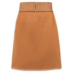 Missoni Women's Brown Linen A Line Skirt with Zip Waist Belt