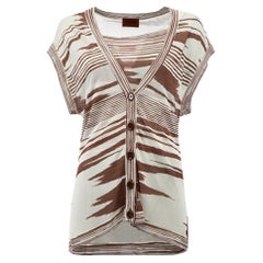 Missoni Women's Cream & Brown Zebra Pattern Tank Top and Vest Set