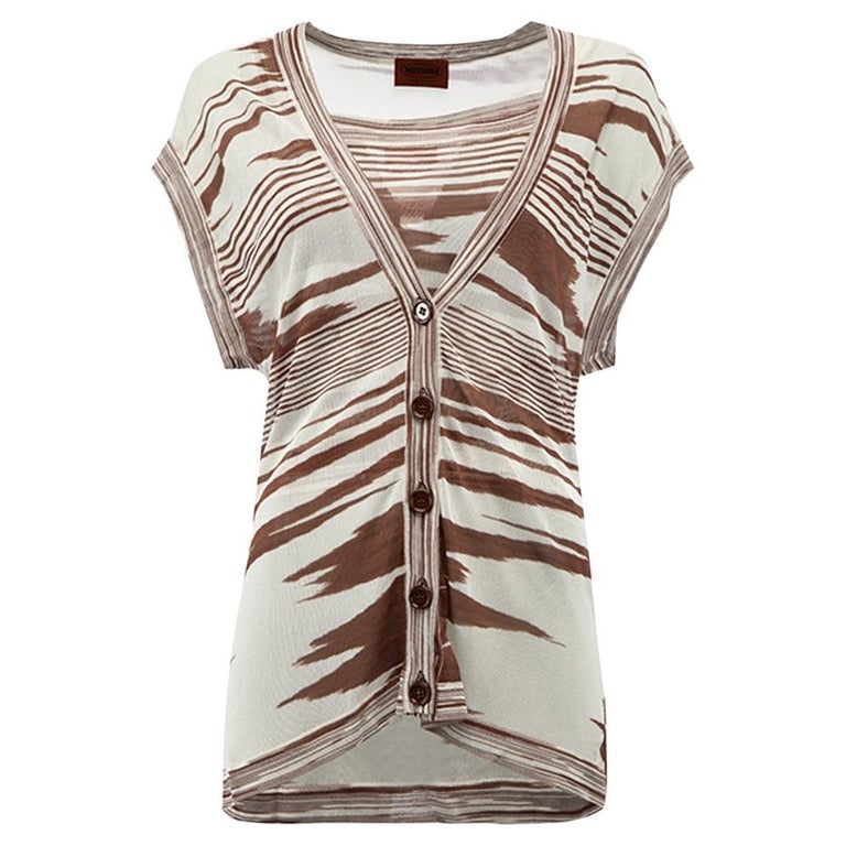 Missoni Women's Cream and Brown Zebra Pattern Tank Top and Vest Set For