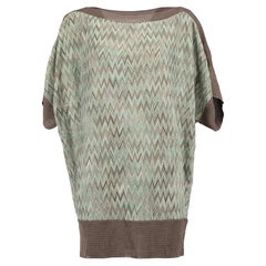 Missoni Women's Grey & Blue Patterned Flowy Tunic Top