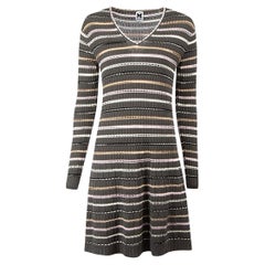 Missoni Women's M Missoni Grey Striped Knit Mini Dress
