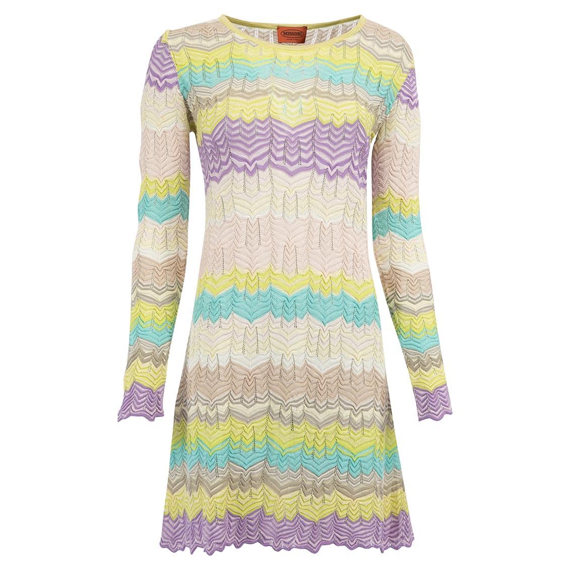 Missoni Women's Multicolour Abstract Pattern Knit Mini Dress