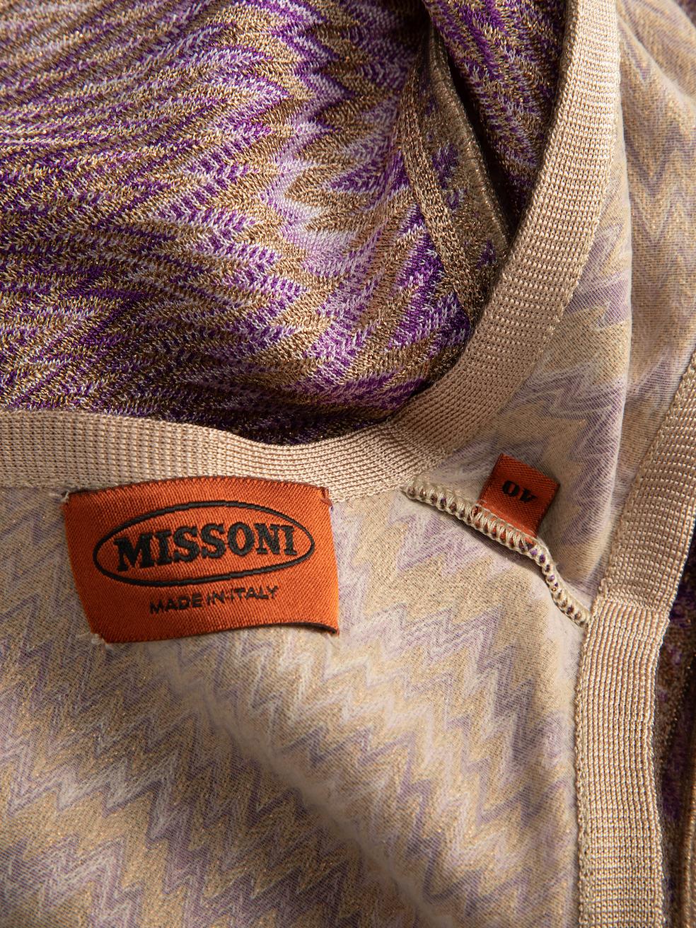 Missoni Women's Purple Patterned Slit Neckline Mini Dress 1