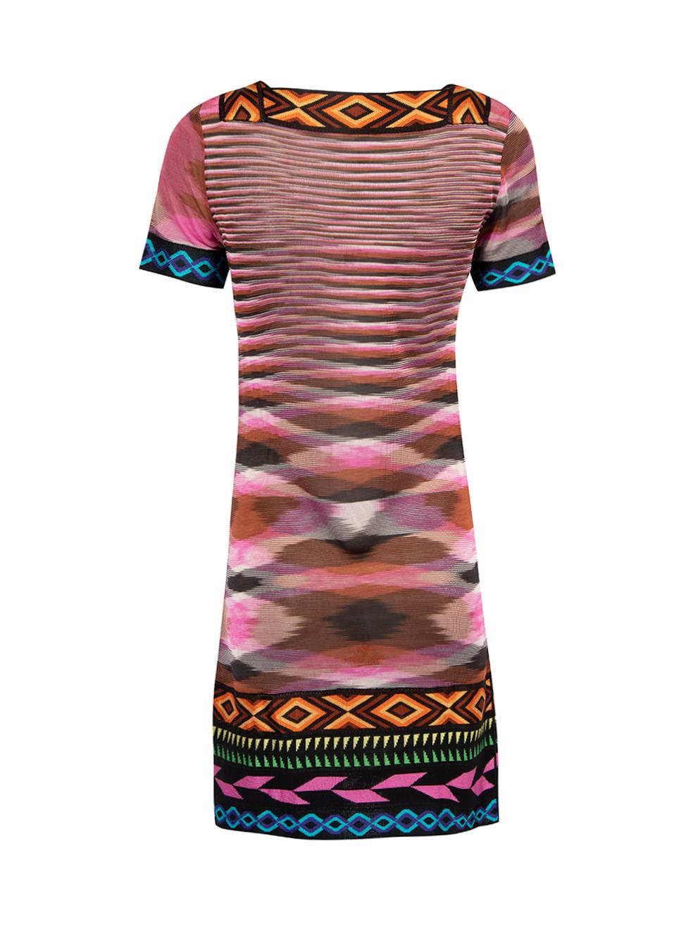 Missoni Women's Short Sleeves Ethnic Pattern Mini Dress In New Condition In London, GB