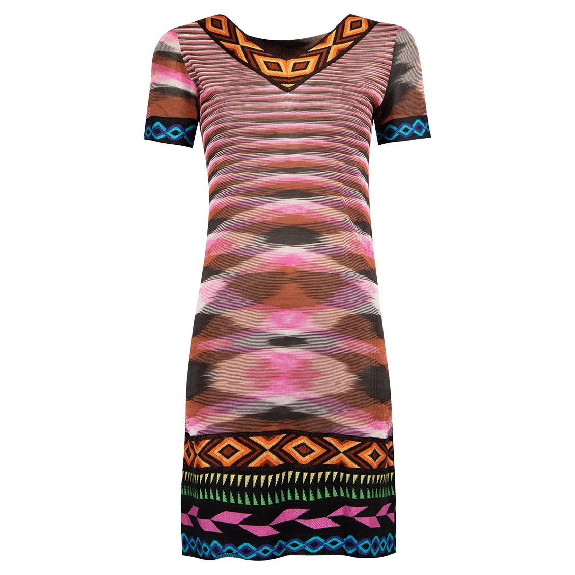 Missoni Women's Short Sleeves Ethnic Pattern Mini Dress