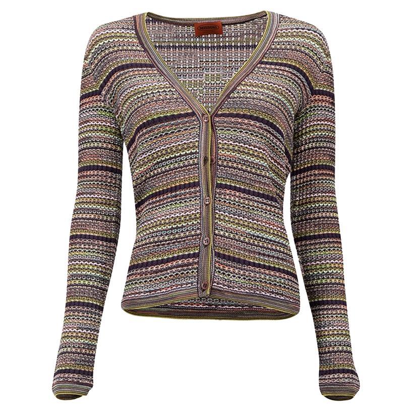 Missoni Women's Wool & Silk Blend Striped Cardigan For Sale