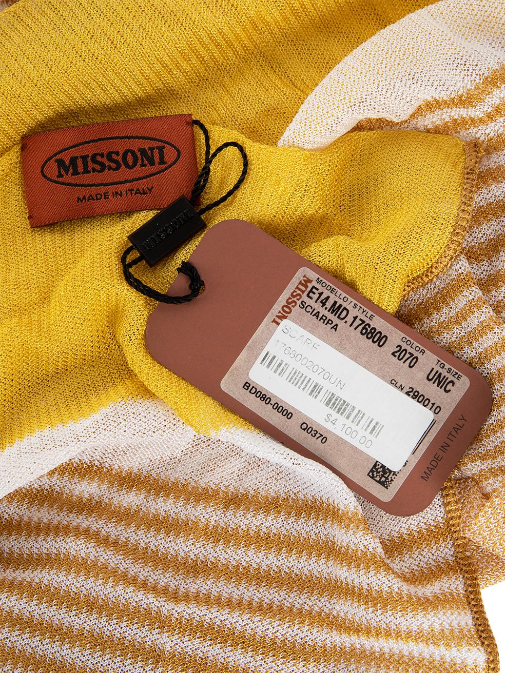 Missoni - Écharpe à motif à rayures jaunes pour femmes Neuf - En vente à London, GB