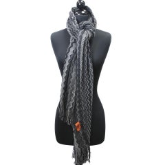 Missoni Wool and Acrylic Striped Fringe Shawl and Beanie Hat Set Scarf