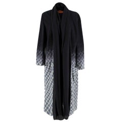 Missoni Wool Black & Grey Ombre Shawl Lapel Coat 46 IT