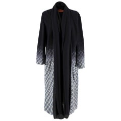 Missoni Wool Black & Grey Ombre Shawl Lapel Coat - Size US 10