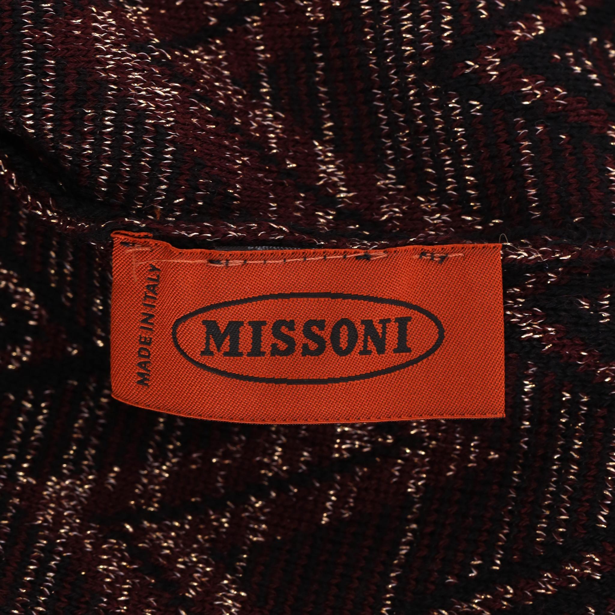 Nero Berretto Missoni in misto lana lavorato a maglia a zig zag in vendita