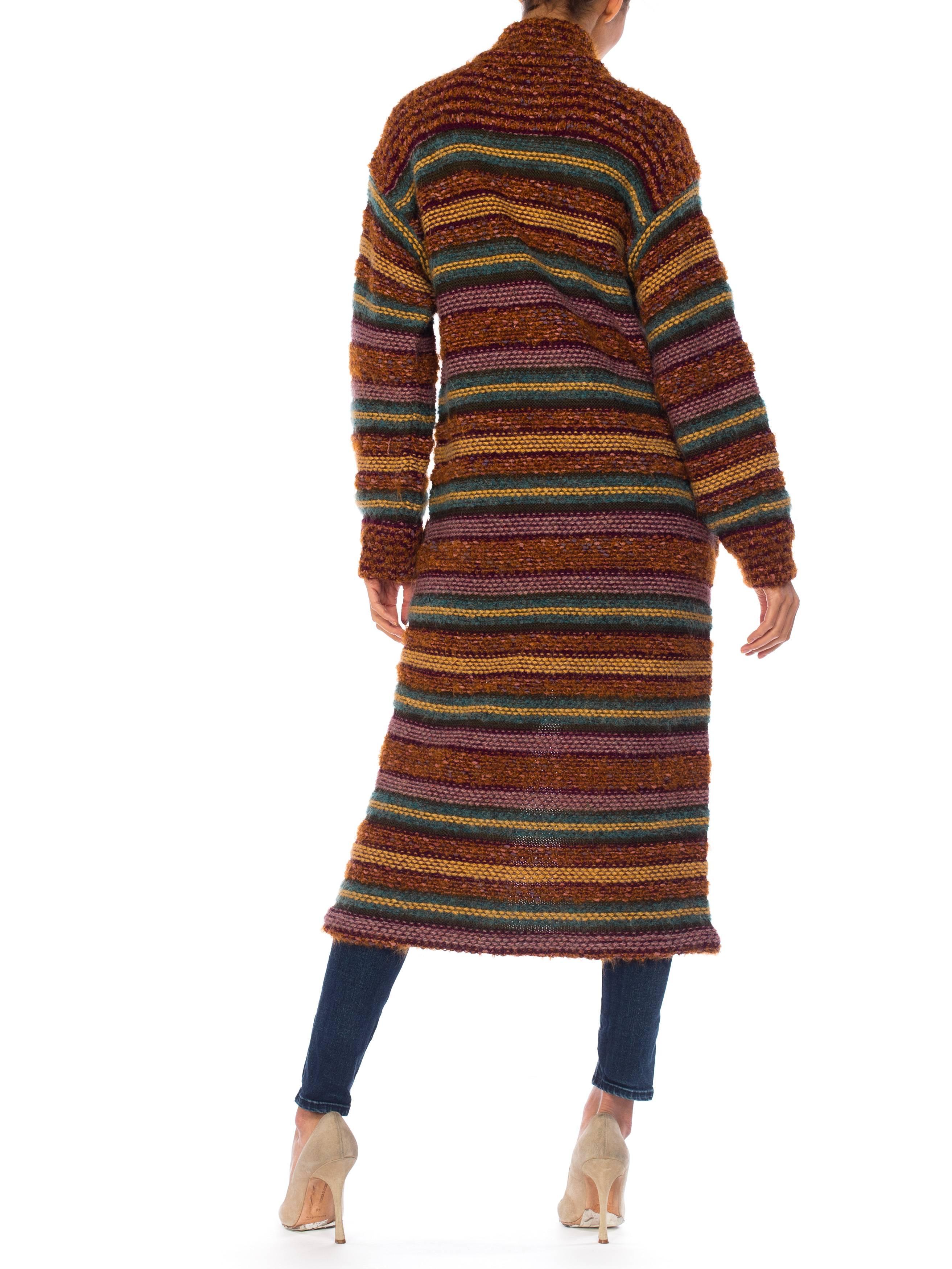 Women's 1970S MISSONI Multicolor Striped Wool Blend Knit Maxi Cardigan Sweater From Saks