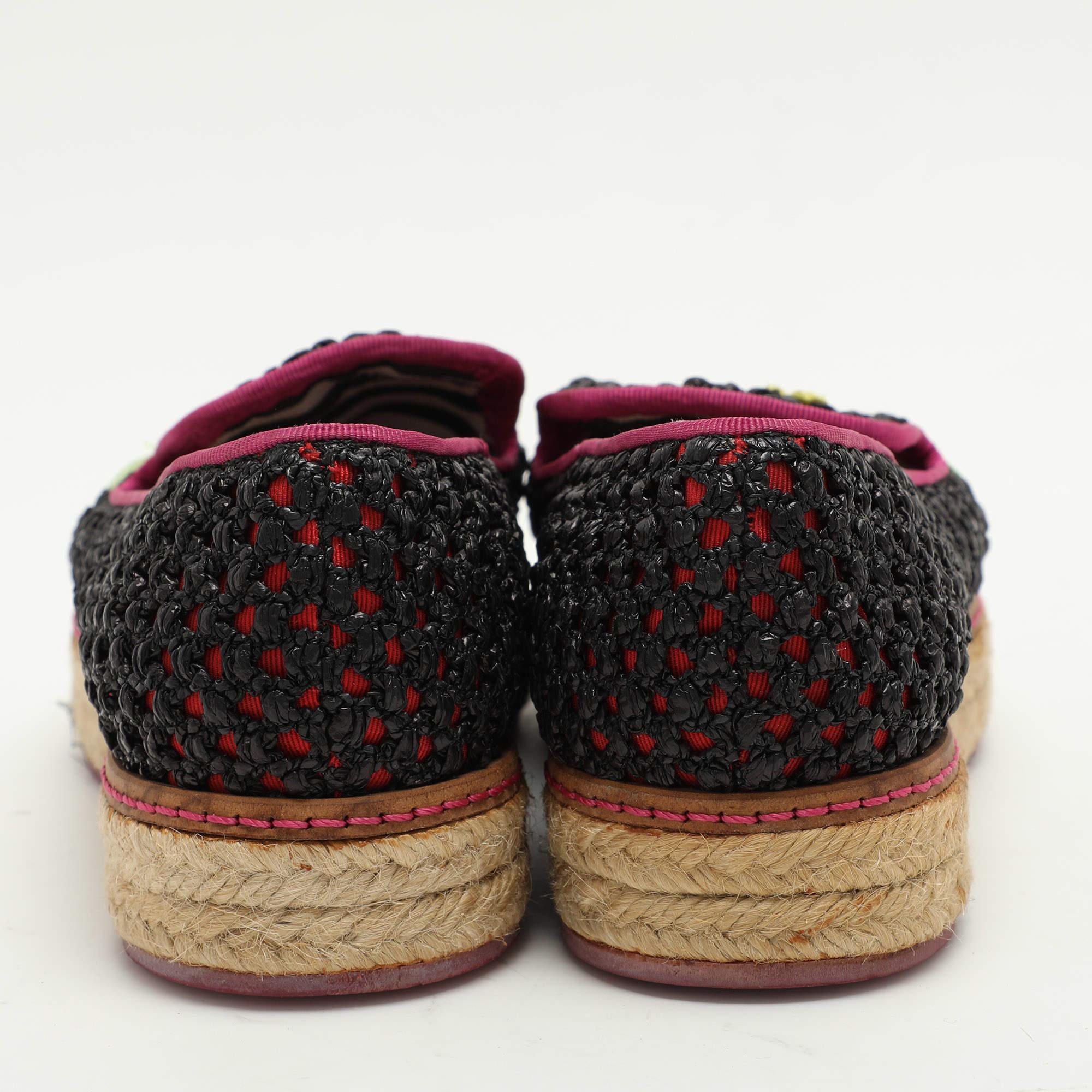 Women's Missoni Woven Raffia Floral Detail Platform Espadrille Smoking Slippers Size 35 For Sale