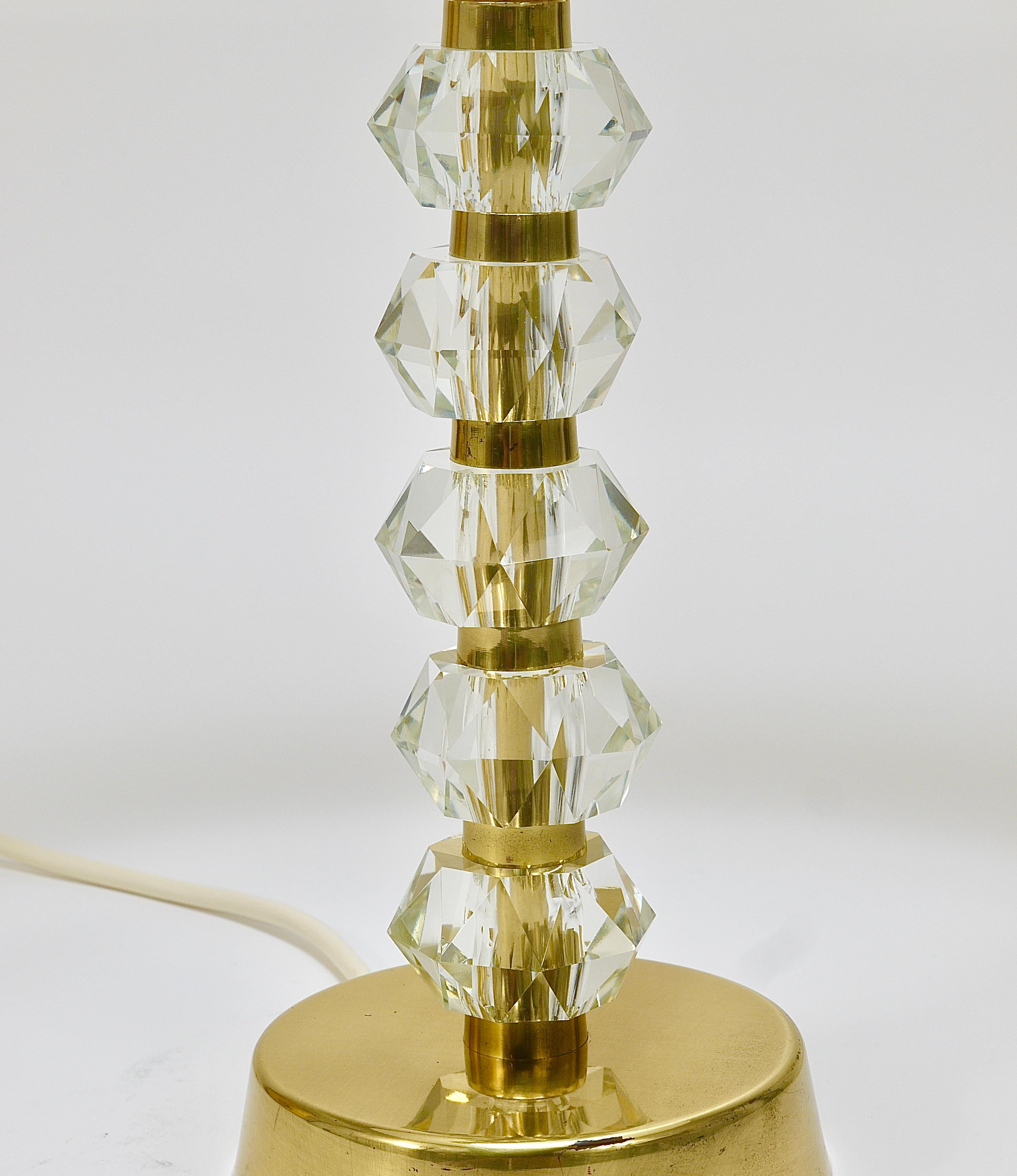 Missoni x Bakalowits Brass Table Lamp with Huge Faceted Diamonds, Austria, 1970s For Sale 4