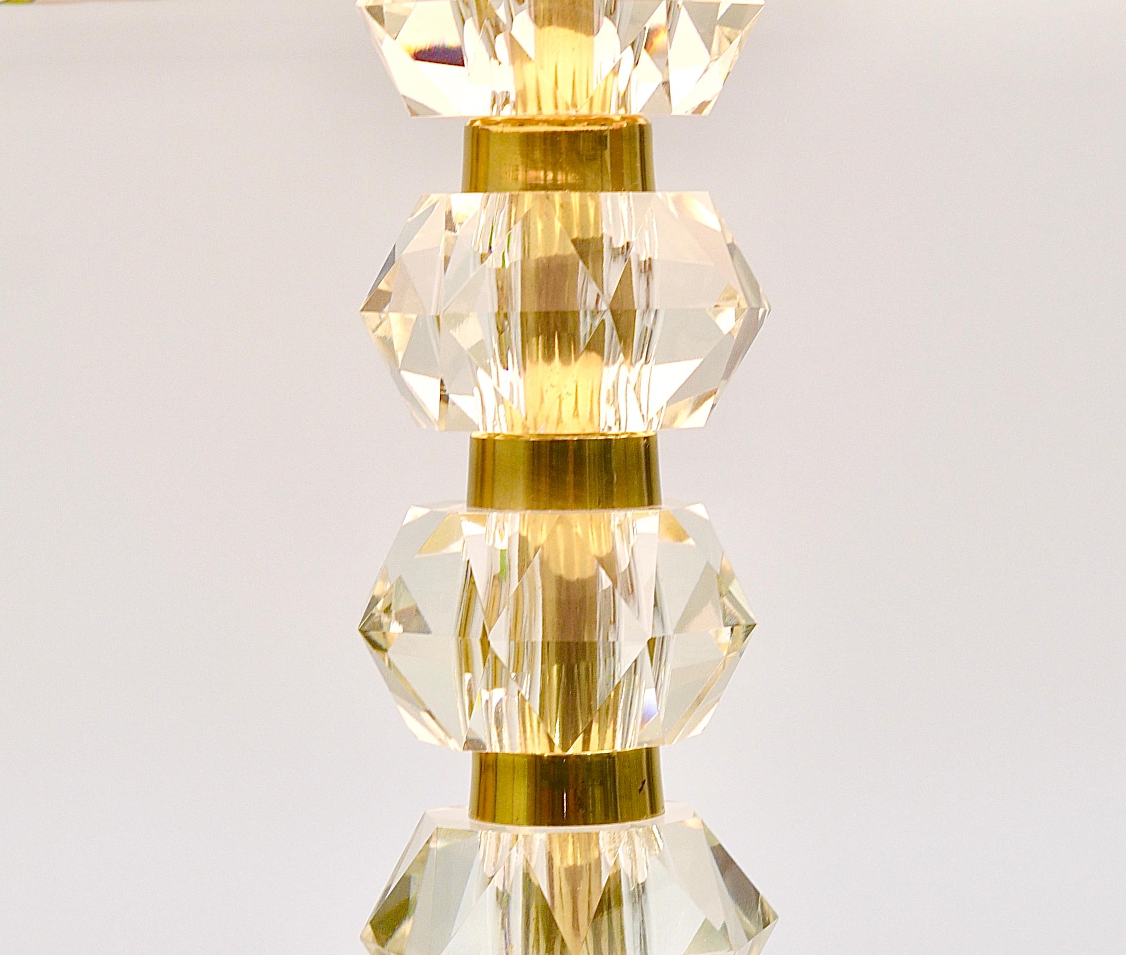 Missoni x Bakalowits Brass Table Lamp with Huge Faceted Diamonds, Austria, 1970s For Sale 7