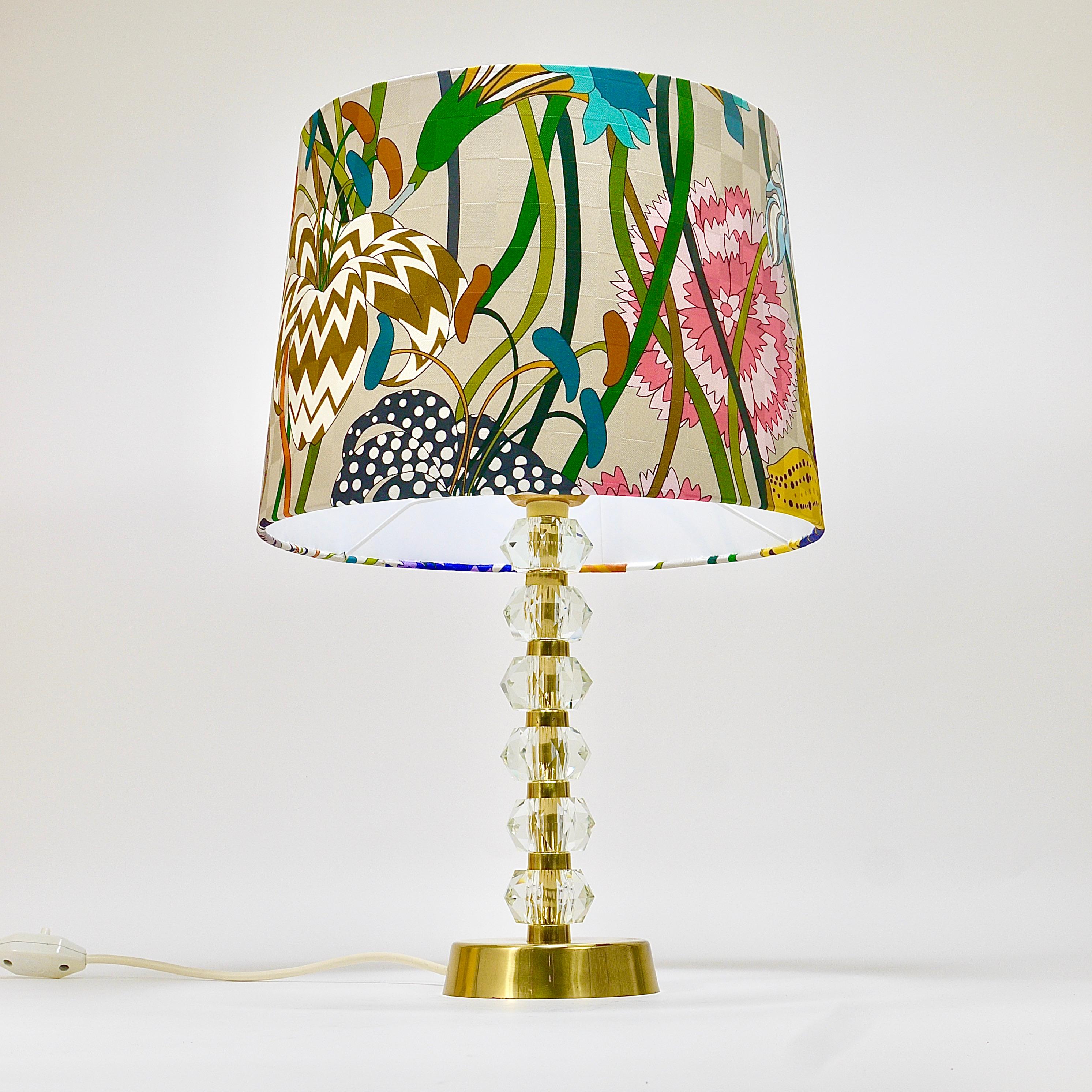 Missoni x Bakalowits Brass Table Lamp with Huge Faceted Diamonds, Austria, 1970s In Good Condition For Sale In Vienna, AT