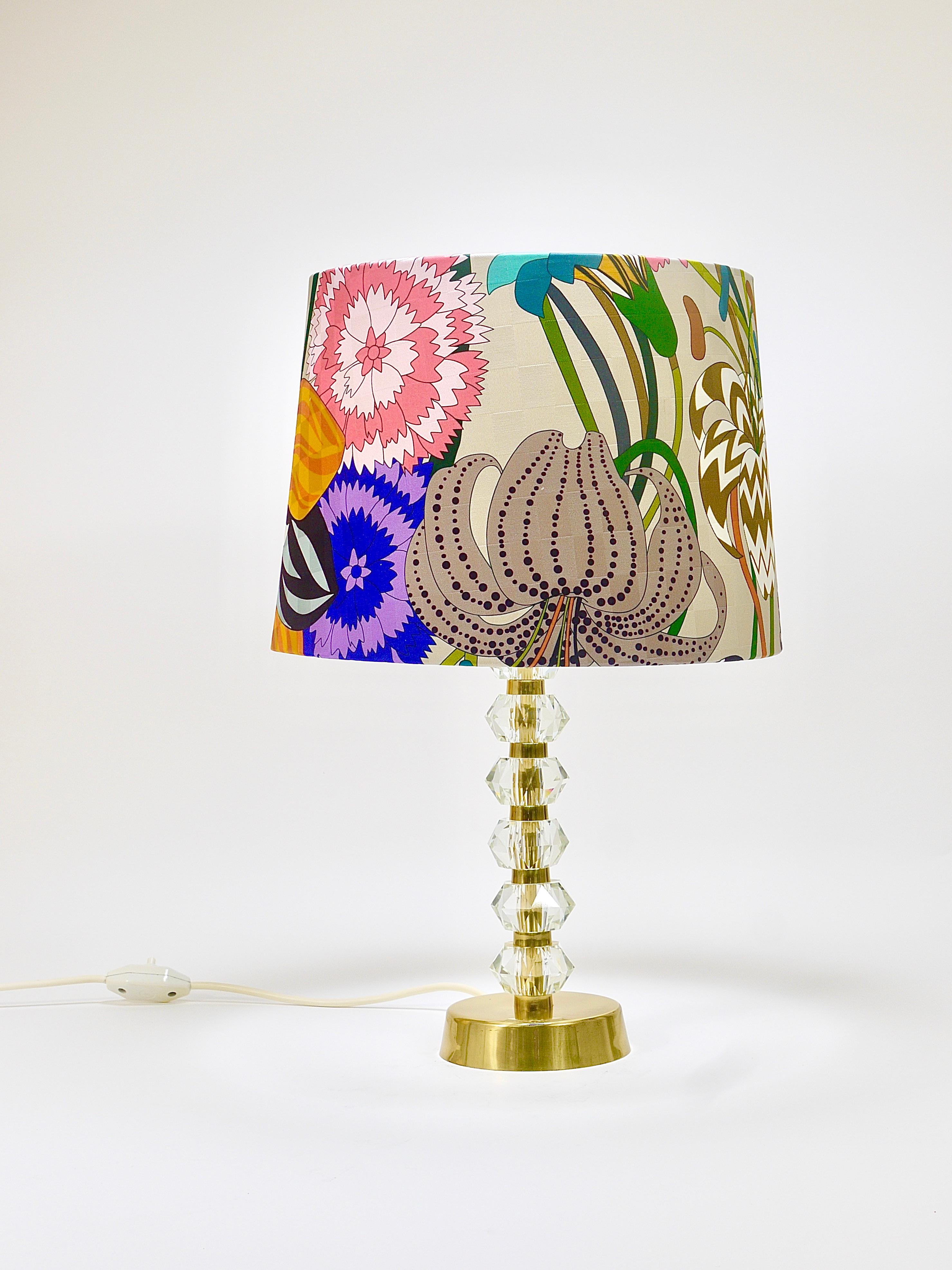 Missoni x Bakalowits Brass Table Lamp with Huge Faceted Diamonds, Austria, 1970s For Sale 1