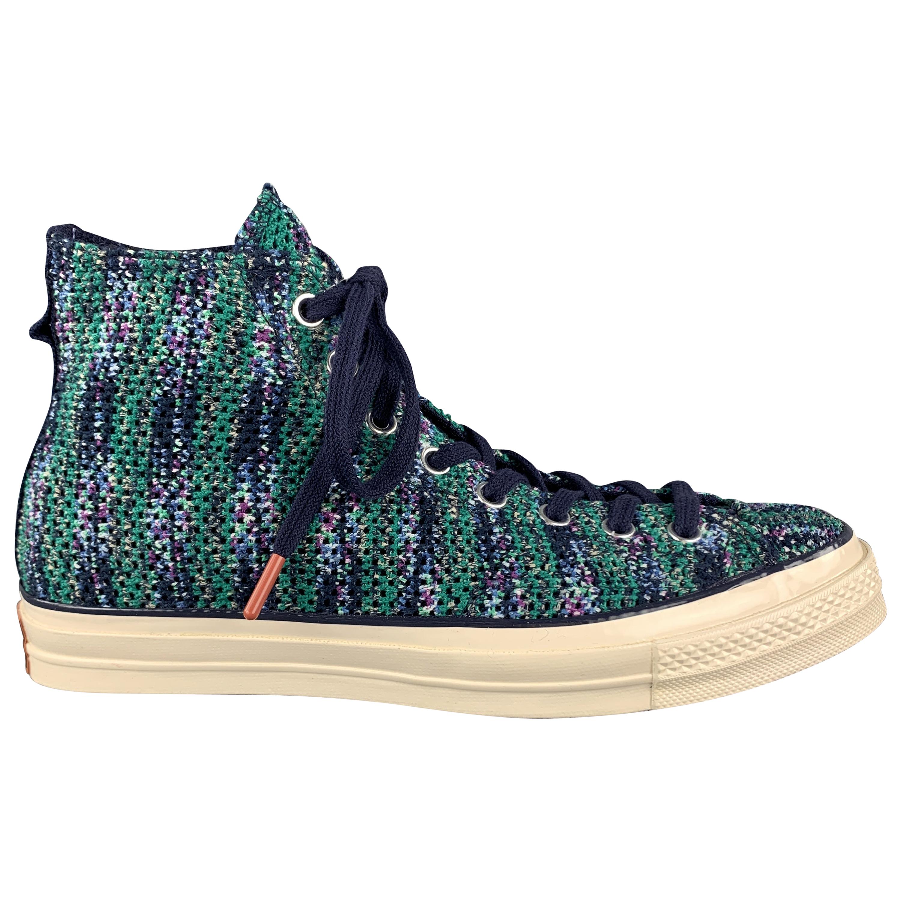 MISSONI X CONVERSE Chuck Taylor Size 9.5 Navy and Green Print High Top  Sneakers at 1stDibs
