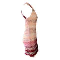 MISSONI Y2K Signature Chevron Crochet Knit Keyhole Dress 40