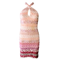 MISSONI Y2K Signature Chevron Crochet Knit Keyhole Dress 40
