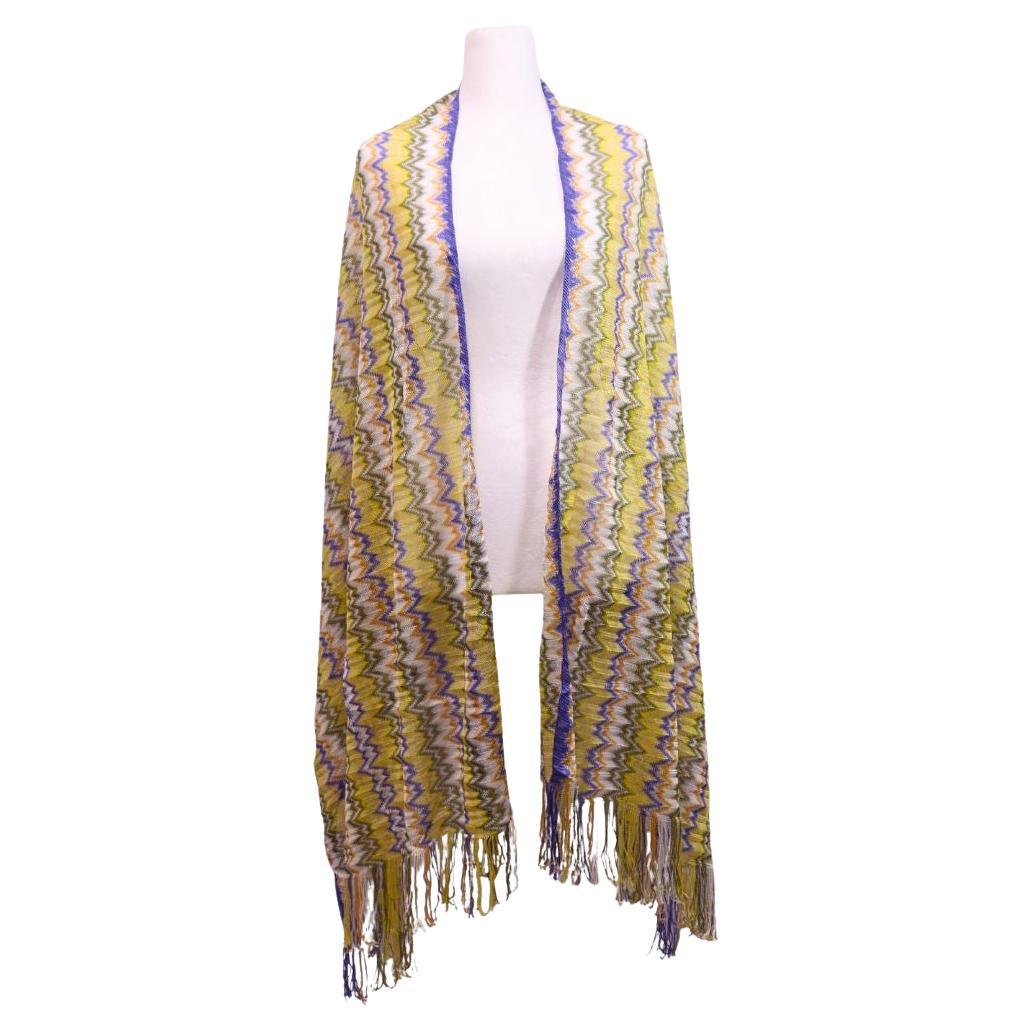 Missoni Gelber & Blauer Zickzackschal im Angebot