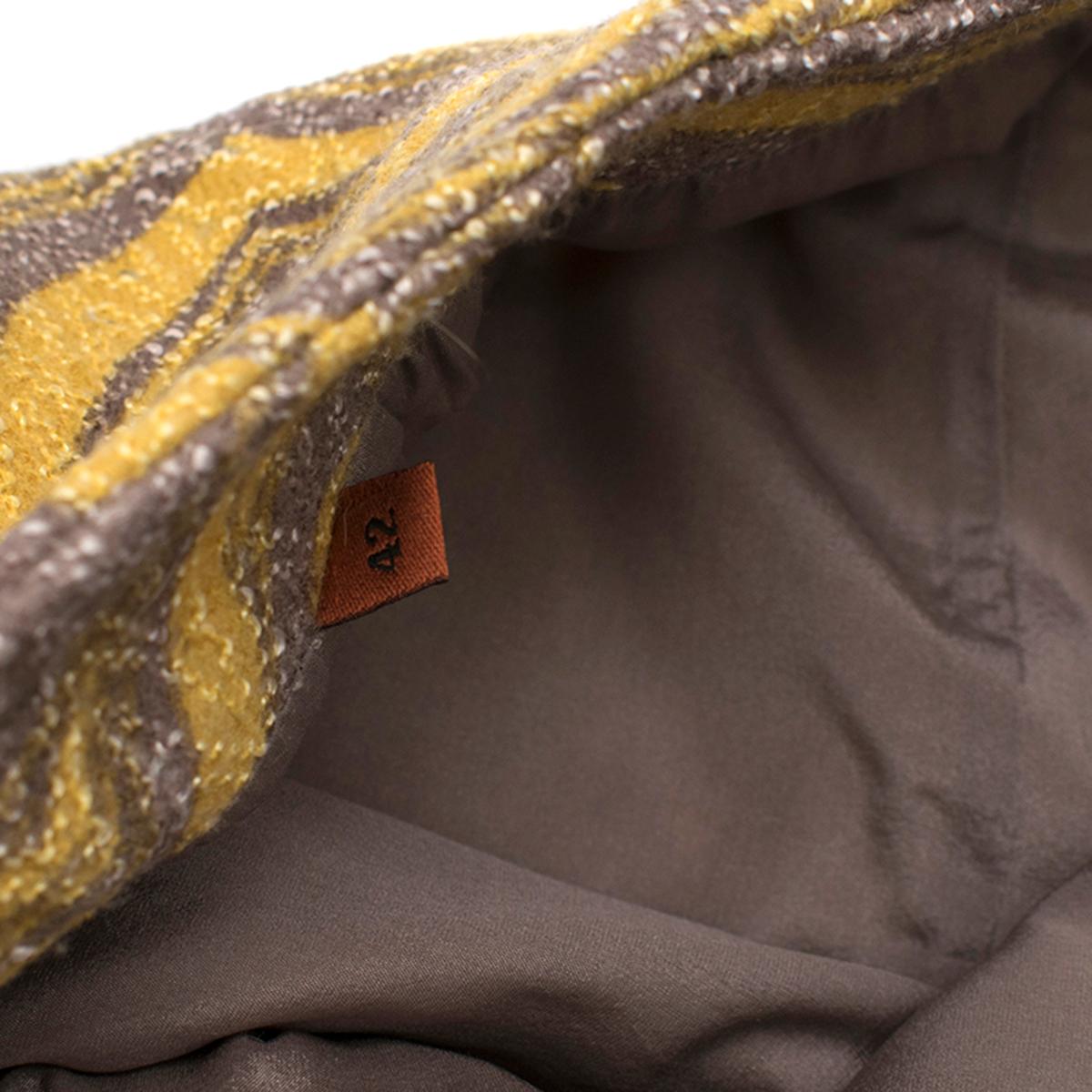 Missoni Yellow Jacquard Wool & Fox Fur Trim Coat & Mini Skirt	42 (IT) 1