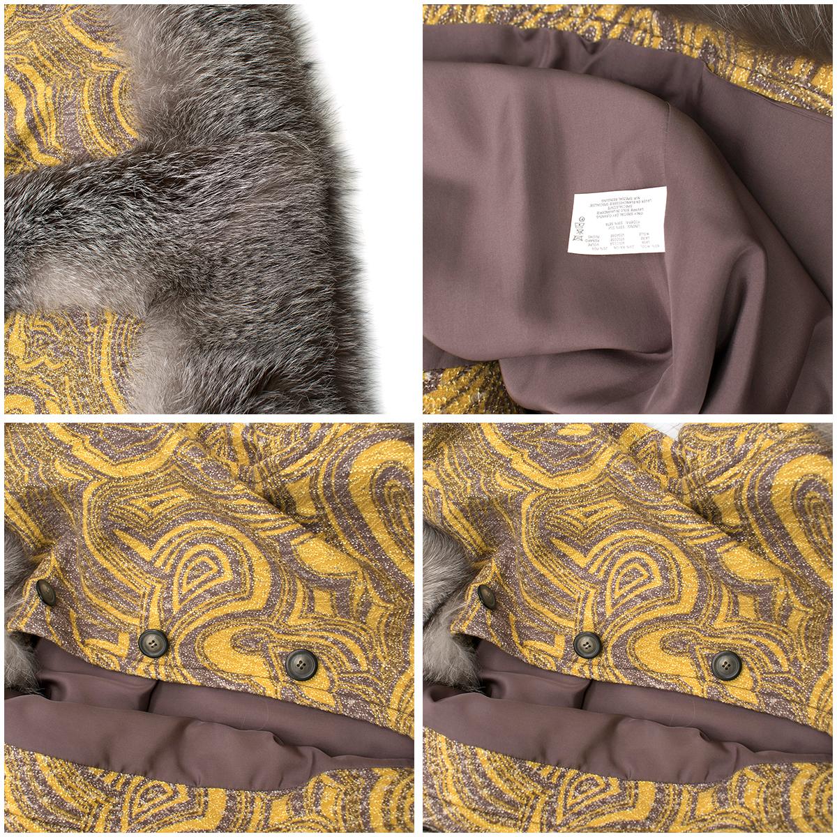 Missoni Yellow Jacquard Wool & Fox Fur Trim Coat & Mini Skirt	42 (IT) 4