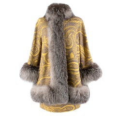 Used Missoni Yellow Jacquard Wool & Fox Fur Trim Coat & Mini Skirt	42 (IT)