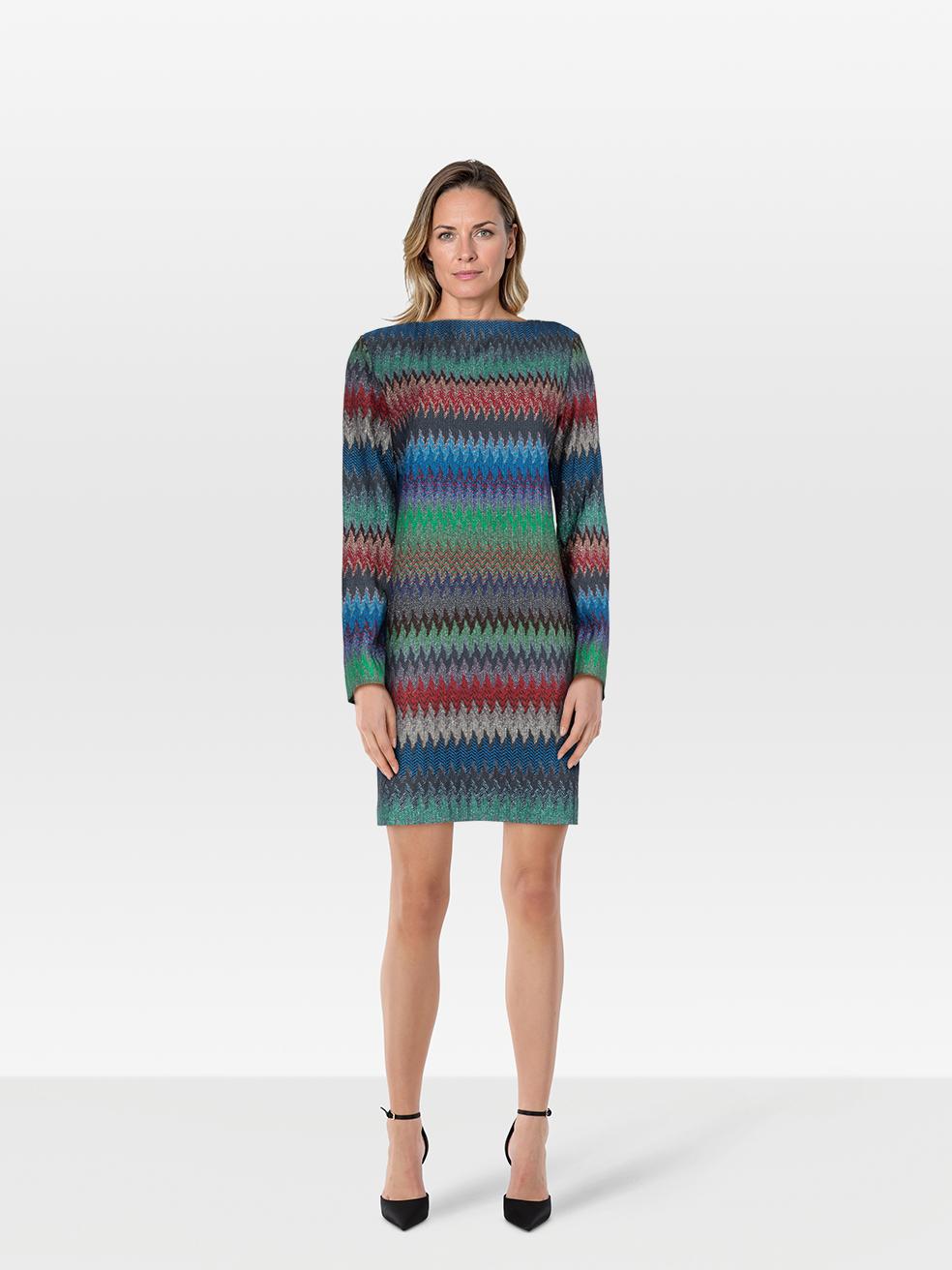 Missoni Zig Zag Metallic Knit Dress Size L For Sale
