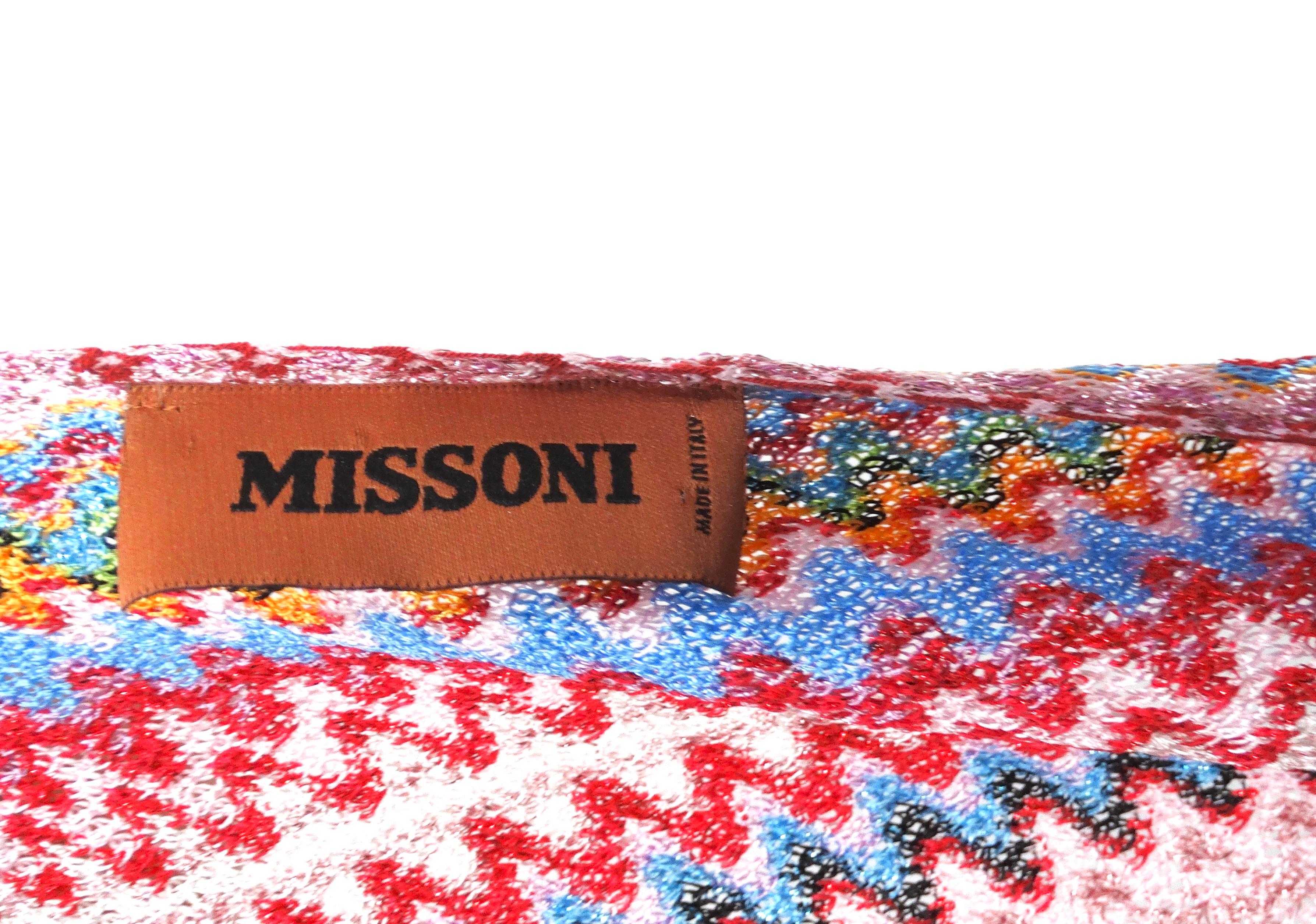 Missoni Zig Zag Multicolor Knit Poncho With Fringe Detail For Sale 5